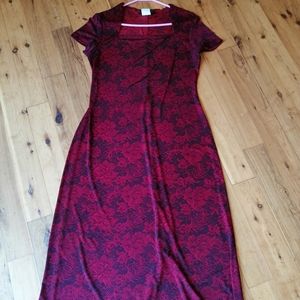 Maroon red long sz 12 long dress floral